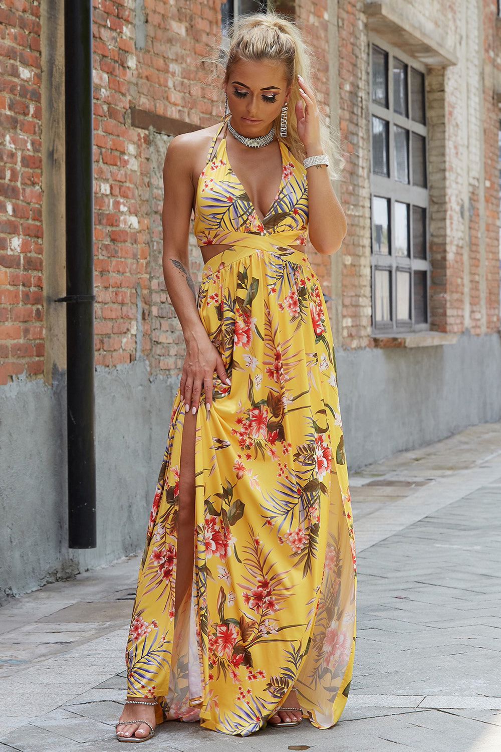 Halter Neck Split Dress - Blushé Belle
