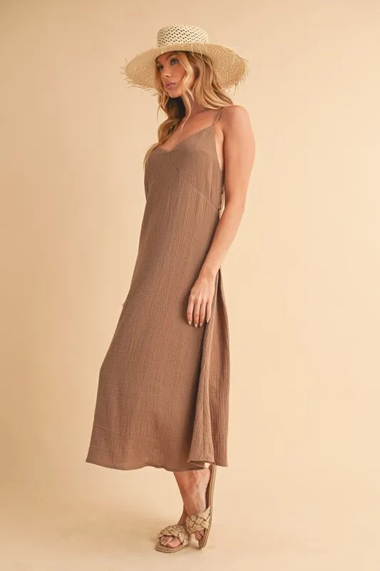 Aemi+Co Side Button Midi Cami Dress - Blushé Belle