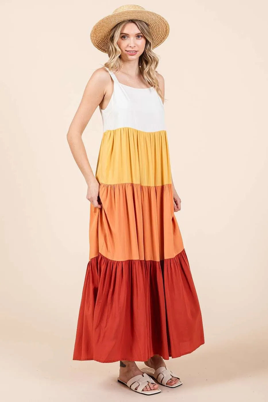 Mittoshop Color Block Tiered Pull-On Maxi Dress - Blushé Belle