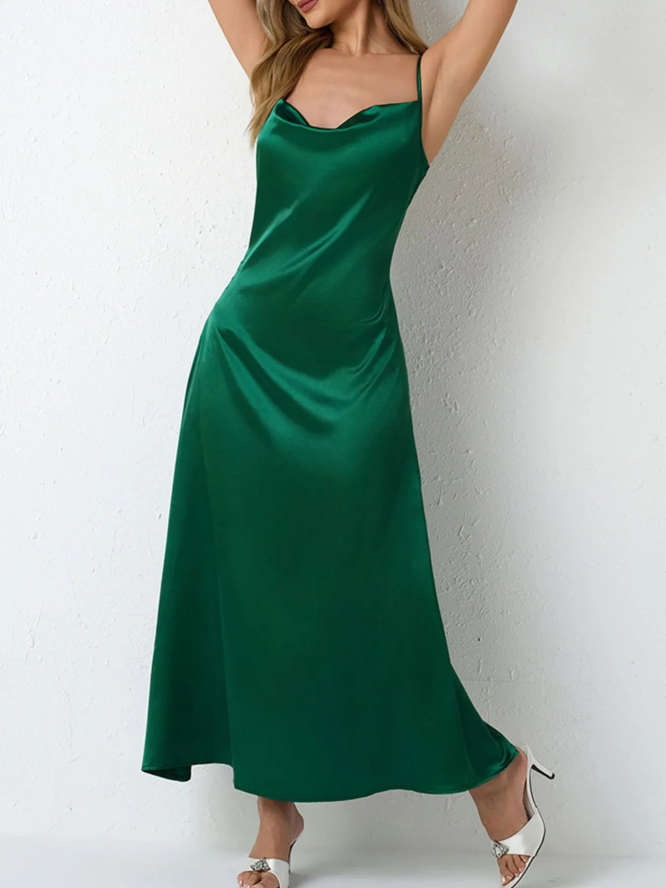Satin Cowl Neck Cami Dress - Blushé Belle