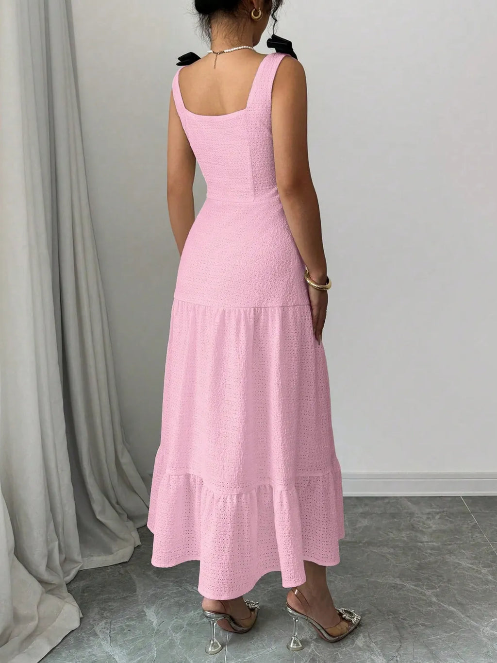 Square Neck Wide Strap Dress - Blushé Belle