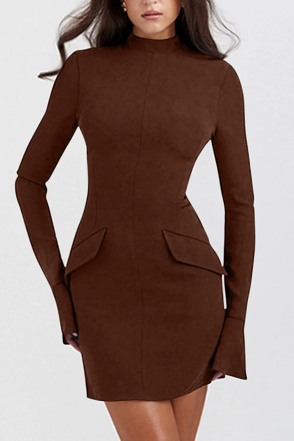 Mock Neck Long Sleeve Mini Dress - Blushé Belle