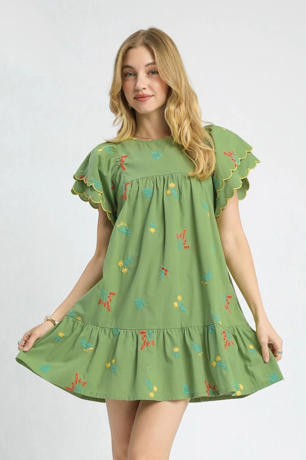 Umgee Floral Embroidered Short Sleeve Mini Dress - Blushé Belle