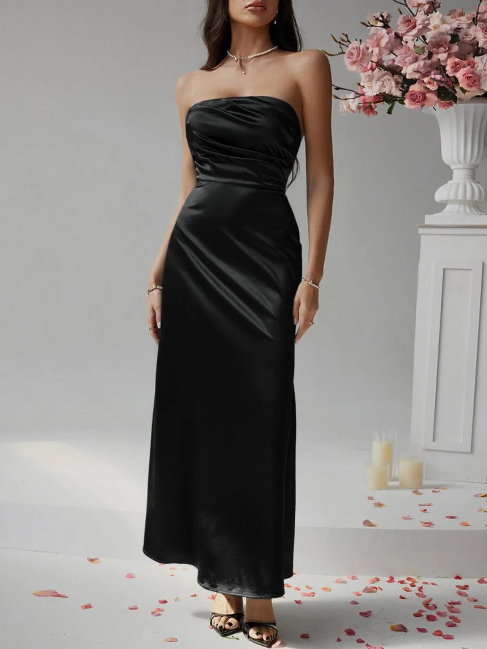 Devine Ruched Tube Maxi Dress - Blushé Belle