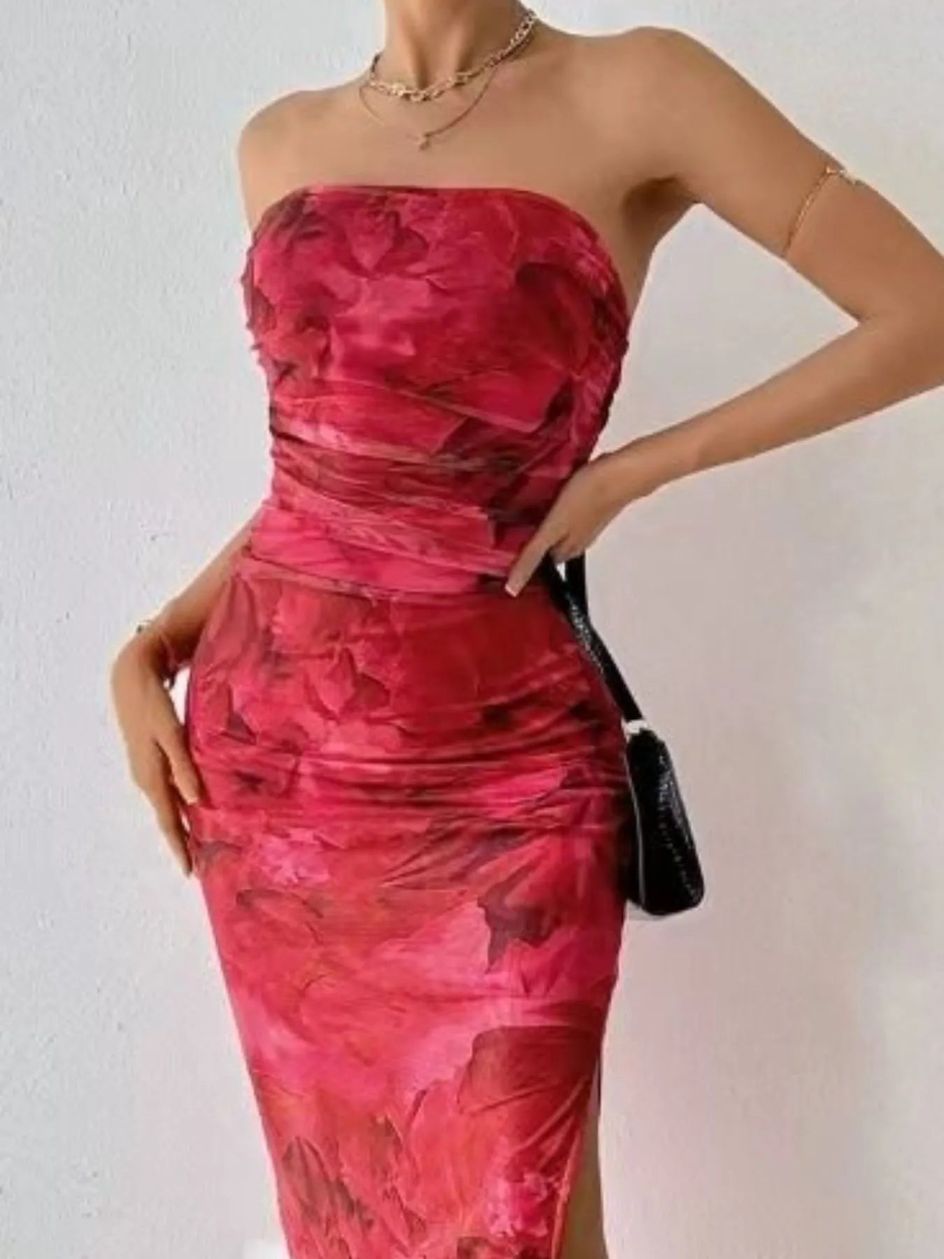 Printed Side Slit Tube Dress - Blushé Belle