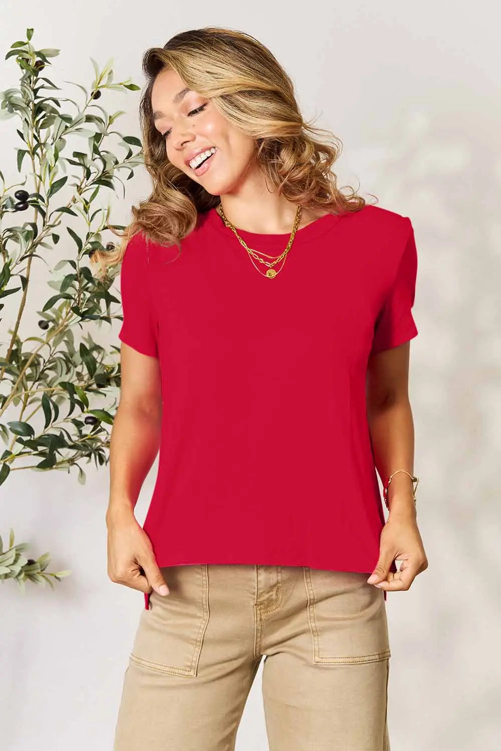 Basic Bae Full Size Round Neck Short Sleeve T-Shirt - Blushé Belle