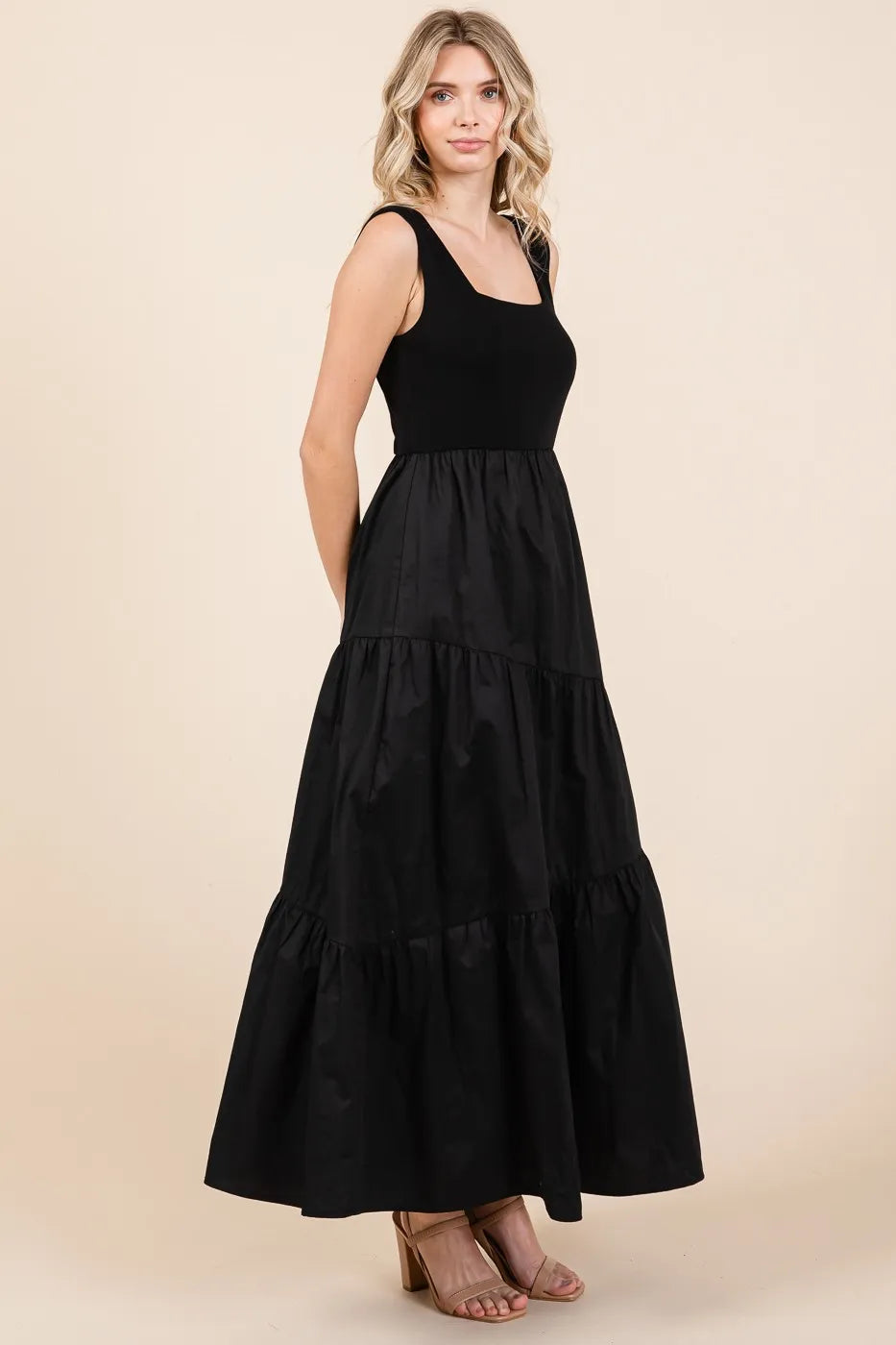 Mittoshop Mix Media Square Neck Maxi Dress - Blushé Belle