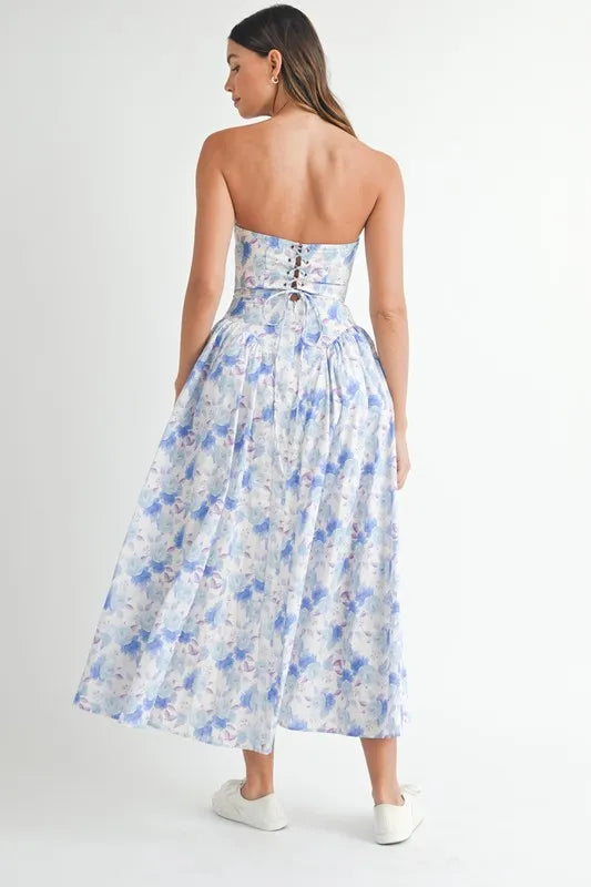 MABLE Sweetheart Neckline Floral Printed Midi Dress - Blushé Belle