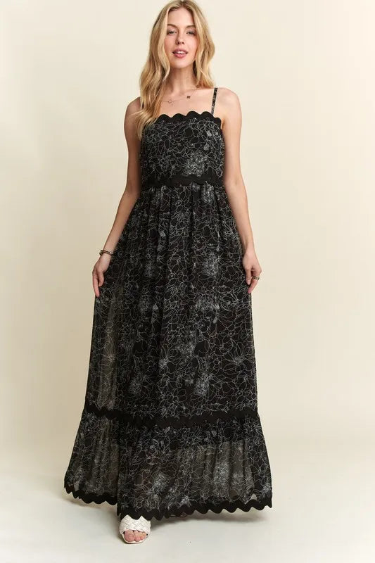 ADORA Floral Adjustable Strap Maxi Cami Dress - Blushé Belle