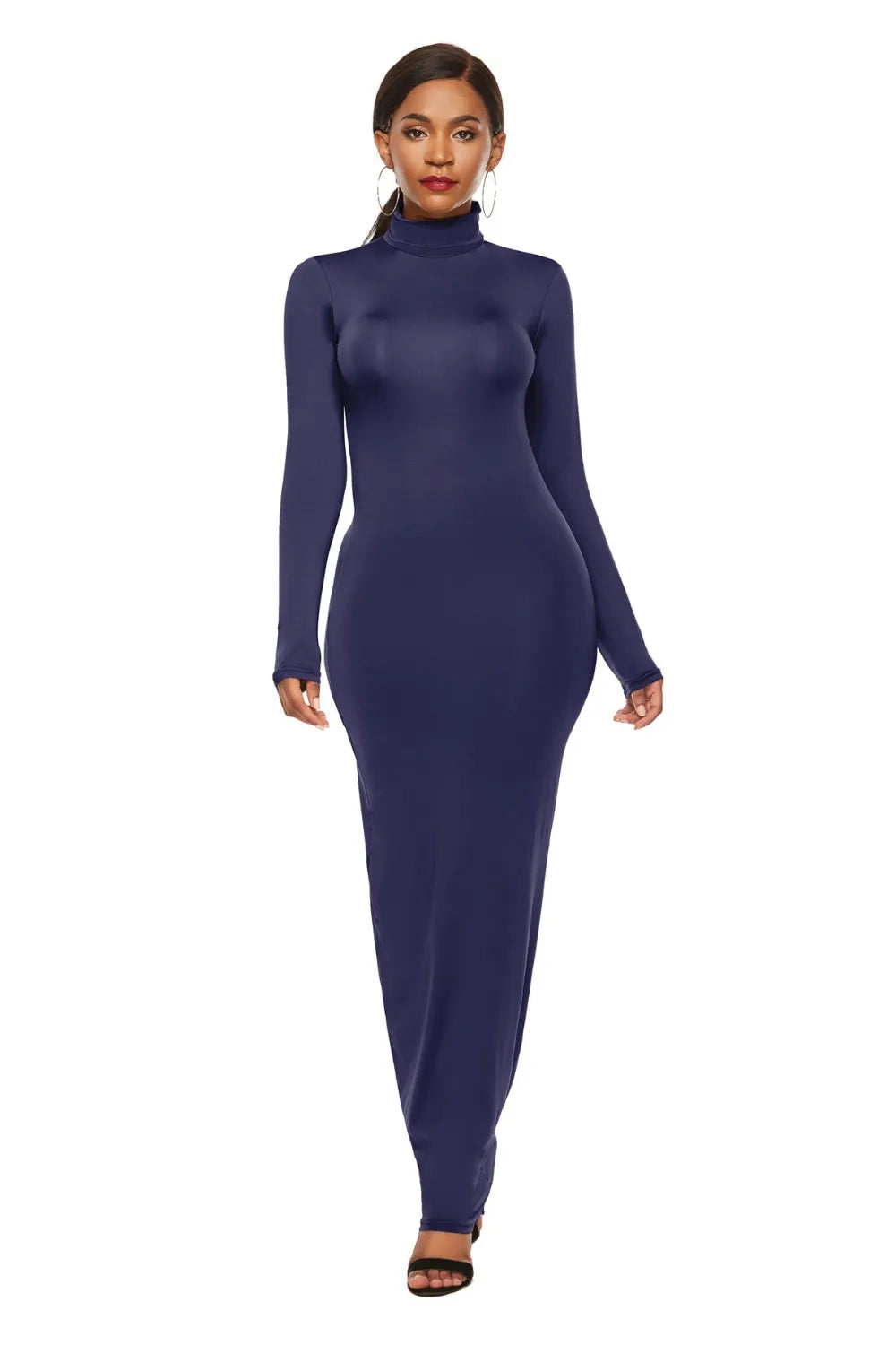 Mock Neck Long Sleeve Maxi Slim Dress - Blushé Belle