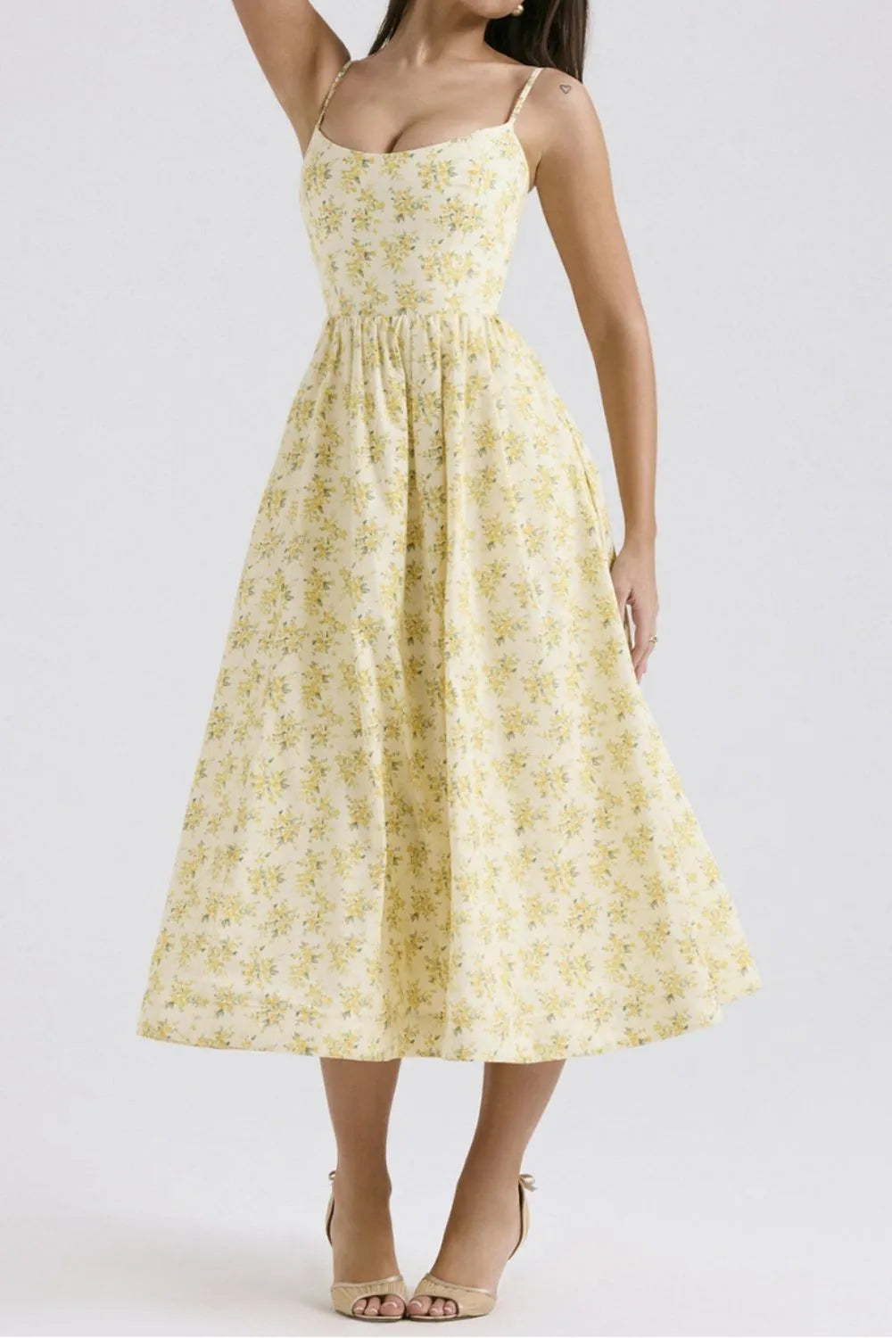 Floral Print Spaghetti Strap Midi Dress - Blushé Belle