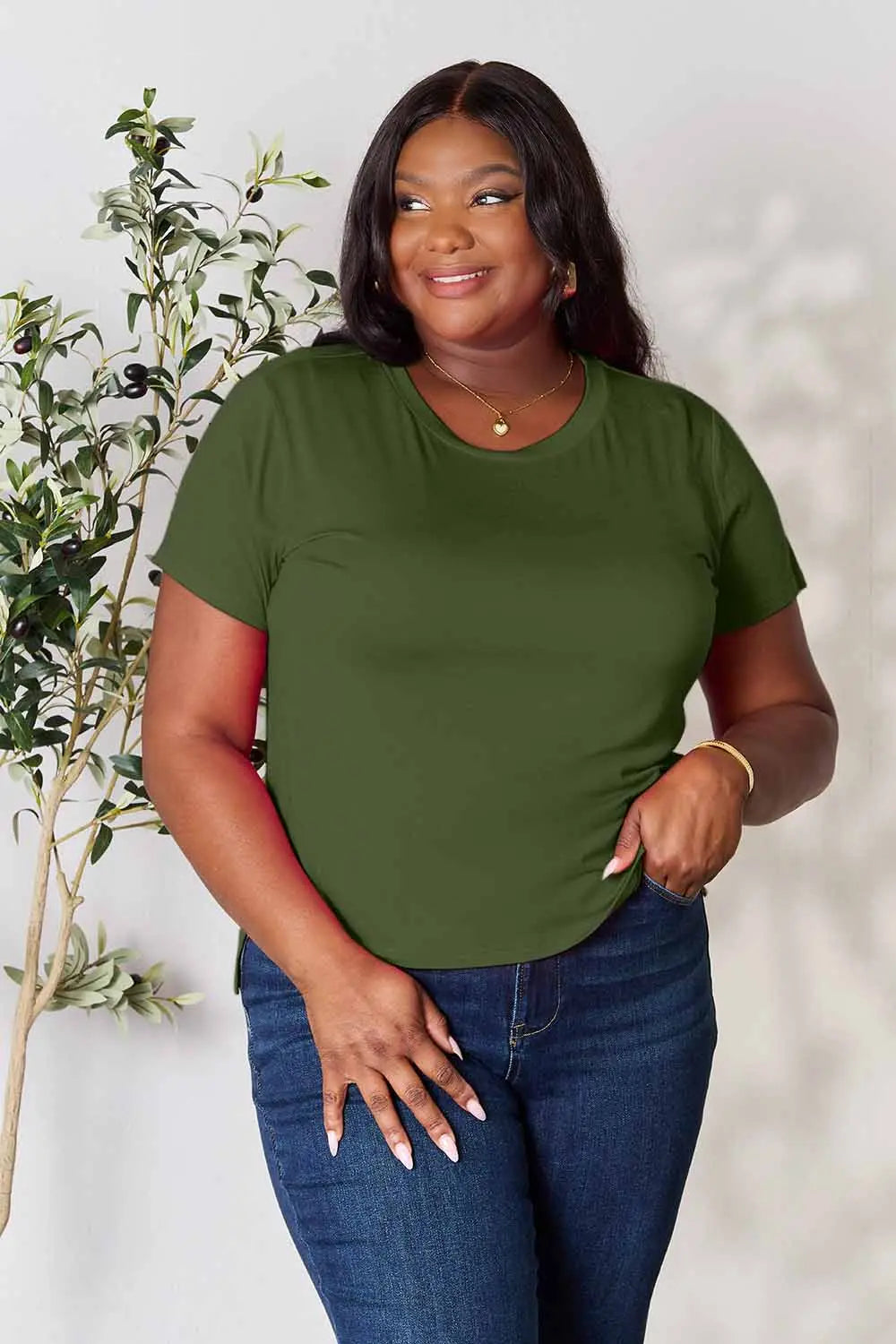 Basic Bae Full Size Round Neck Short Sleeve T-Shirt - Blushé Belle