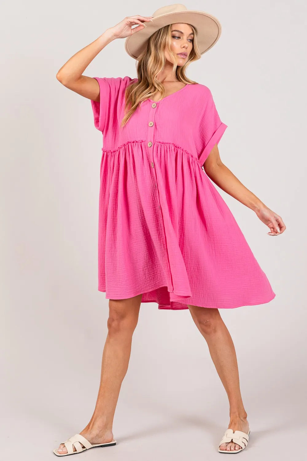 SAGE + FIG Button Up Short Sleeve Dress - Blushé Belle