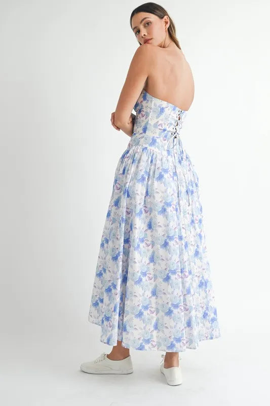MABLE Sweetheart Neckline Floral Printed Midi Dress - Blushé Belle