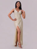 Slit Sequin Surplice Sleeveless Maxi Dress - Blushé Belle