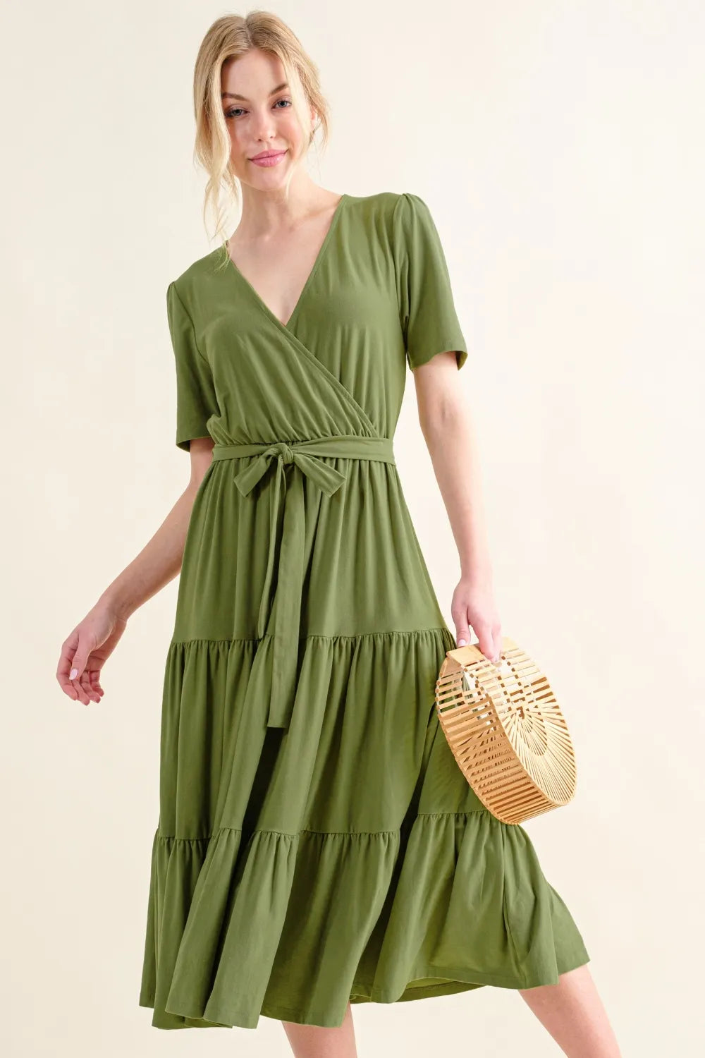 And The Why Soft Short Sleeve Tiered Midi Dress - Blushé Belle