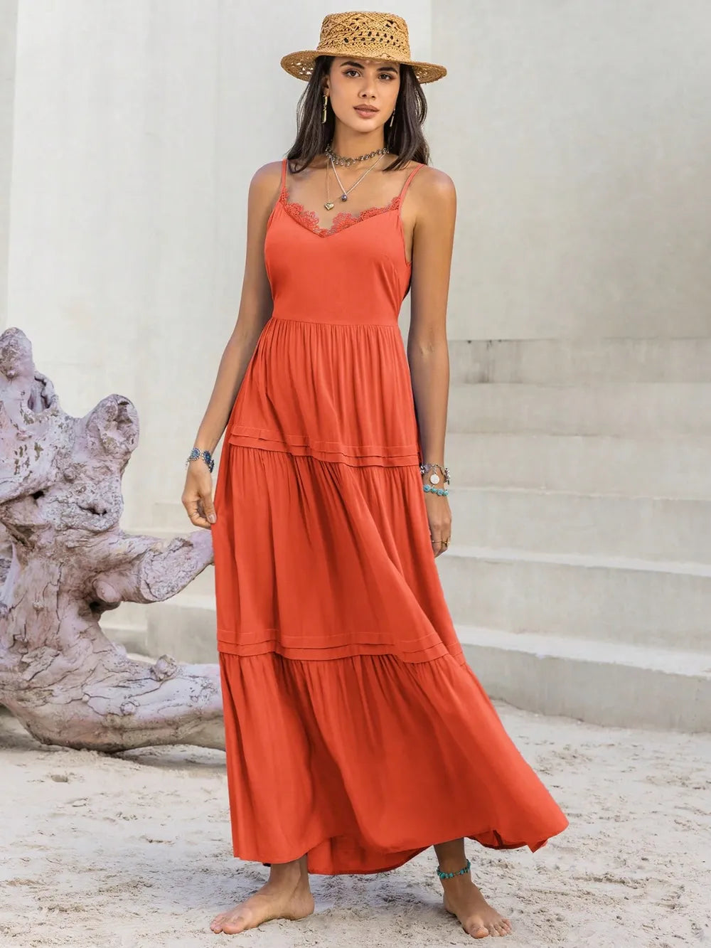 Lace Detail V-Neck Cami Dress - Blushé Belle