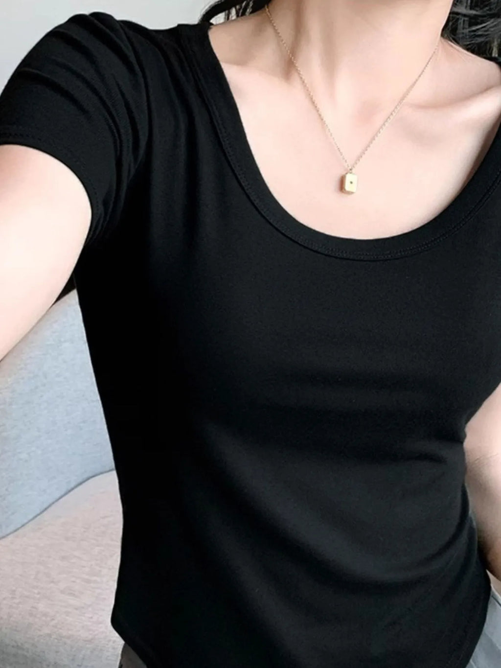 Plus Size Round Neck Short Sleeve T-Shirt - Blushé Belle