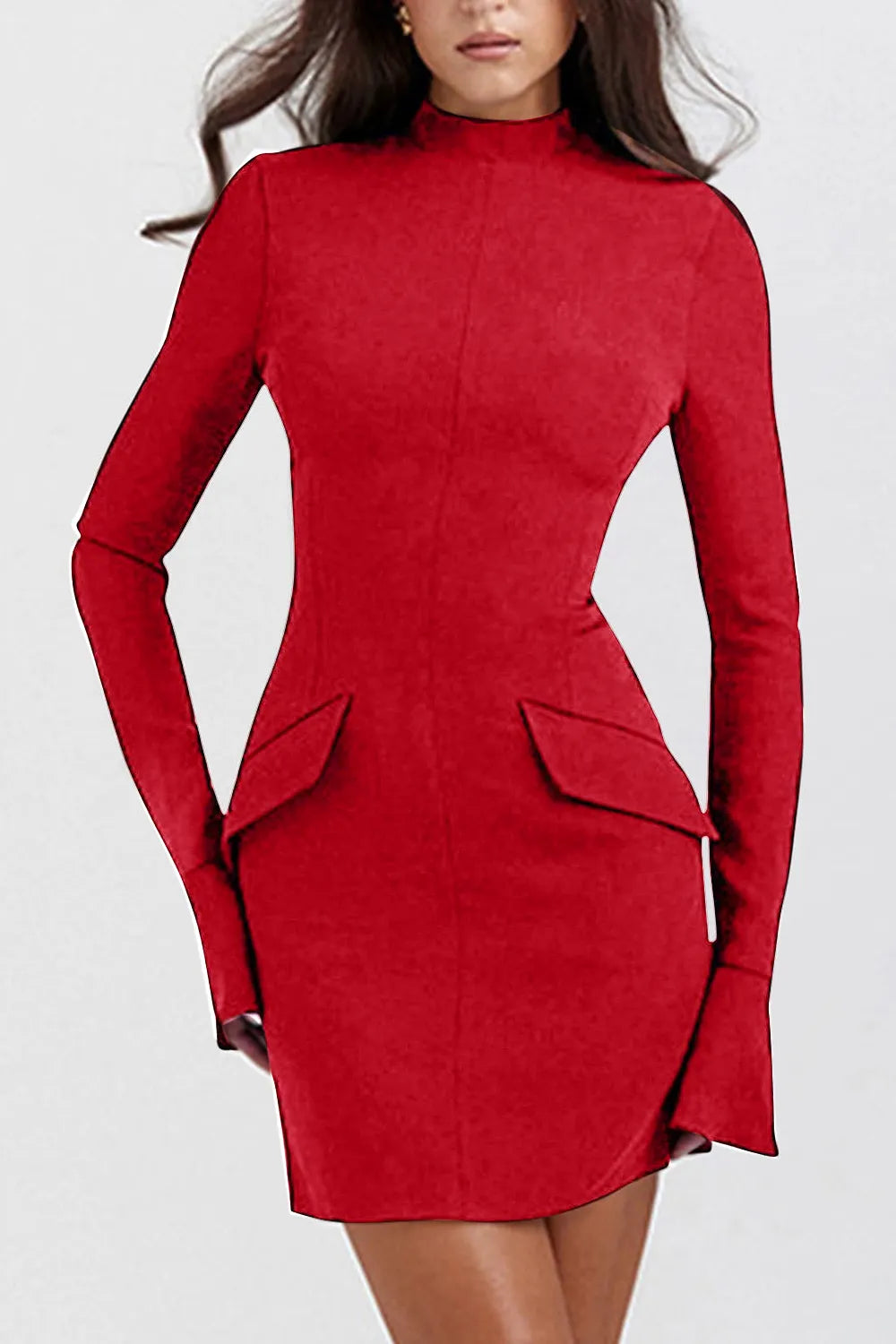Mock Neck Long Sleeve Mini Dress - Blushé Belle