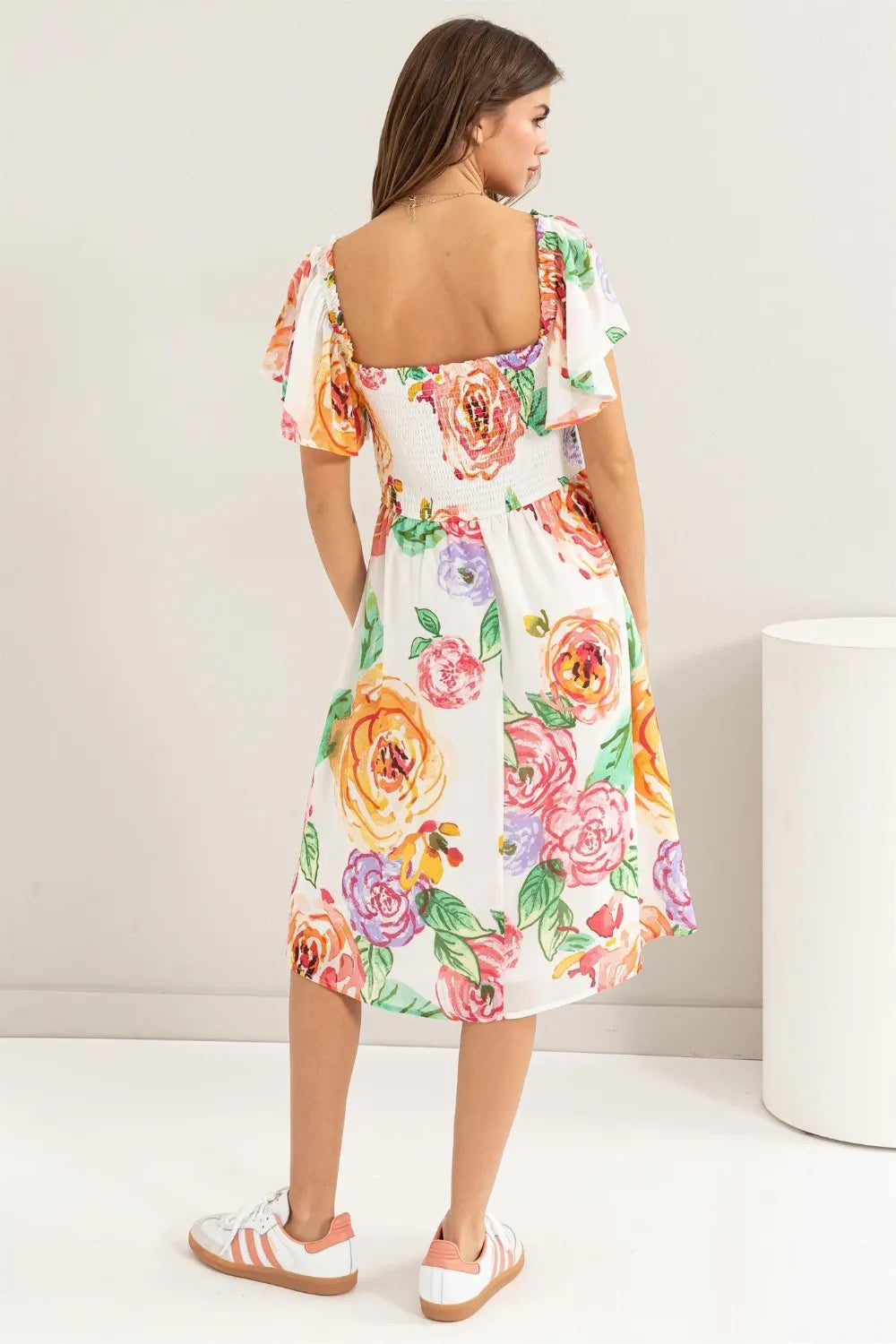 HYFVE Floral Flutter Sleeve Smocked Dress - Blushé Belle