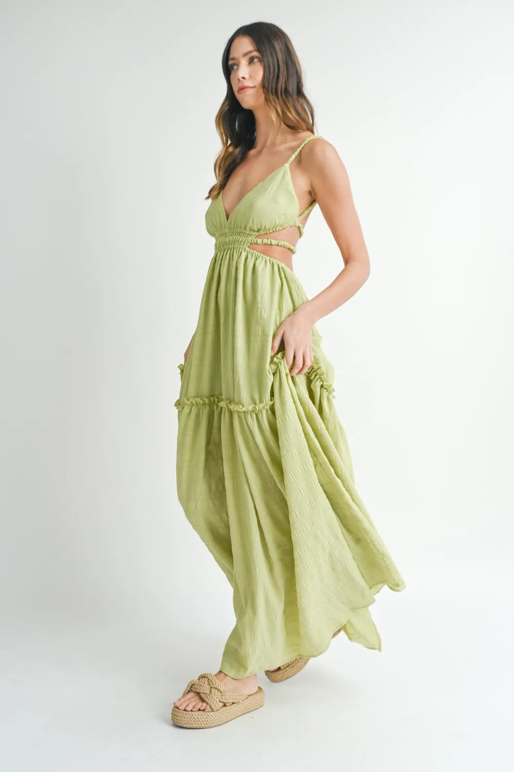 MABLE Cutout Waist Backless Maxi Dress - Blushé Belle