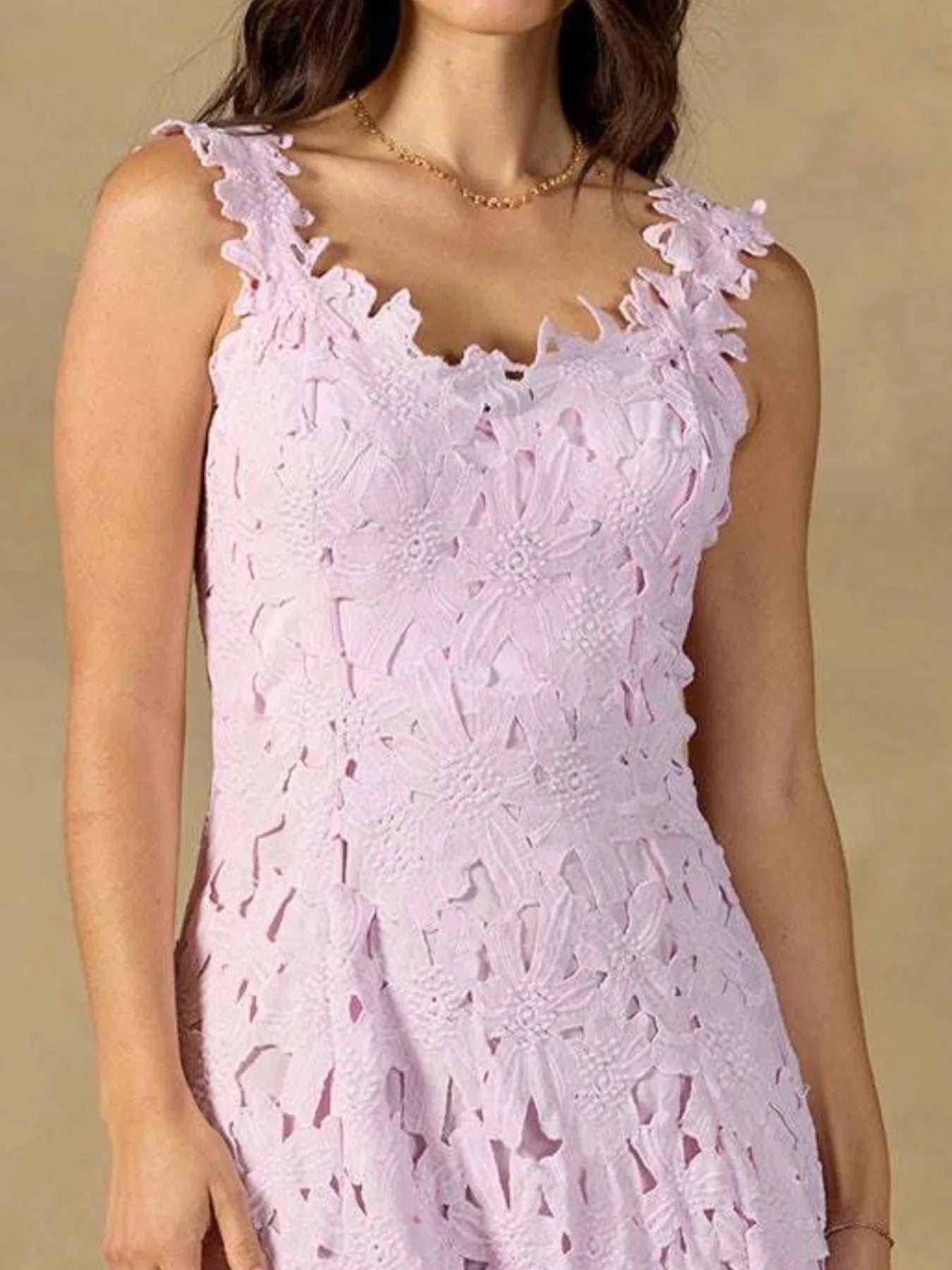 Lace Flower Round Neck Maxi Dress - Blushé Belle