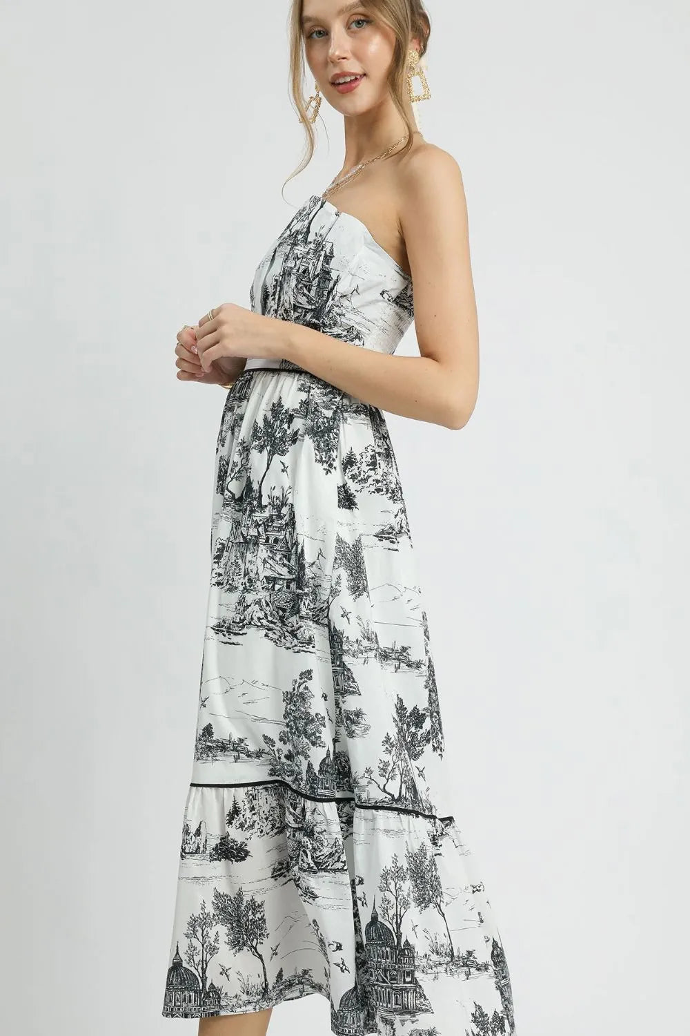 Umgee Printed Tiered Tube Midi Dress - Blushé Belle