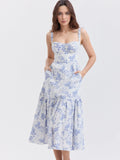 Floral Print Sweetheart Neck Midi Dress - Blushé Belle