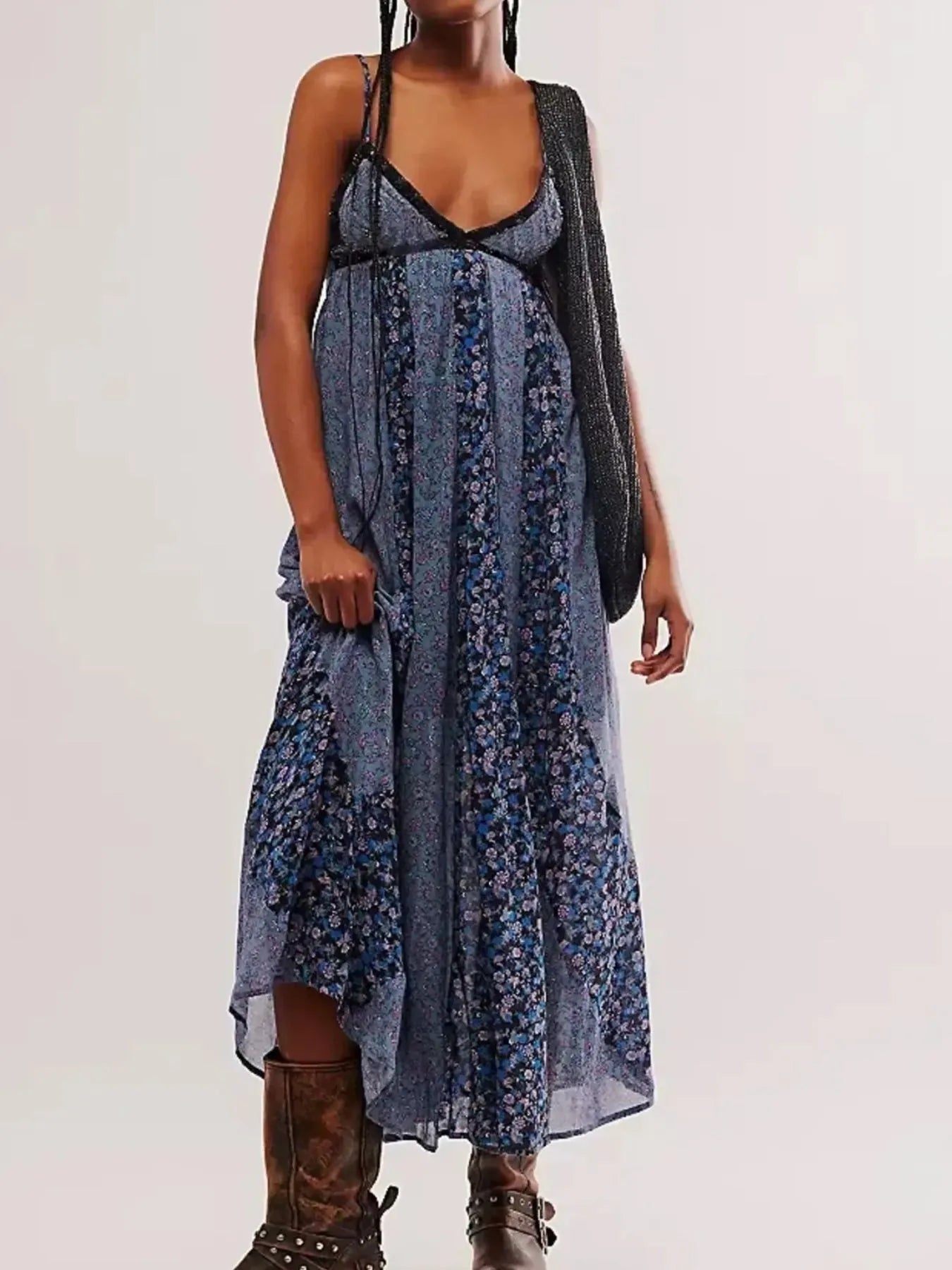 Floral V-Neck Maxi Cami Dress - Blushé Belle
