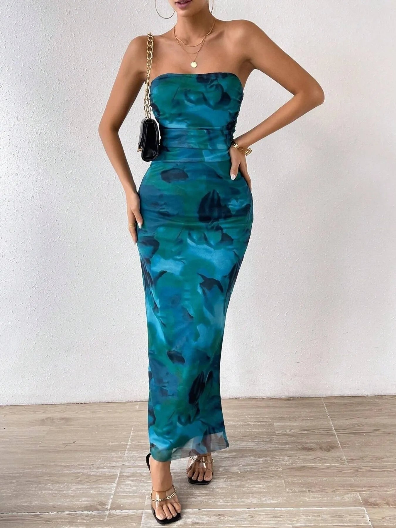 Printed Side Slit Tube Dress - Blushé Belle