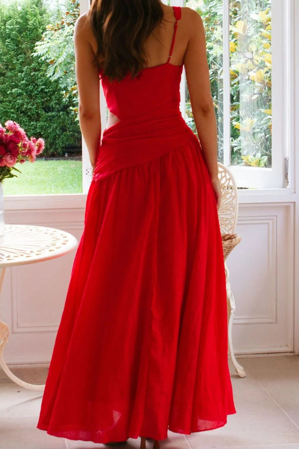 Cutout Back V-Neck Dress - Blushé Belle
