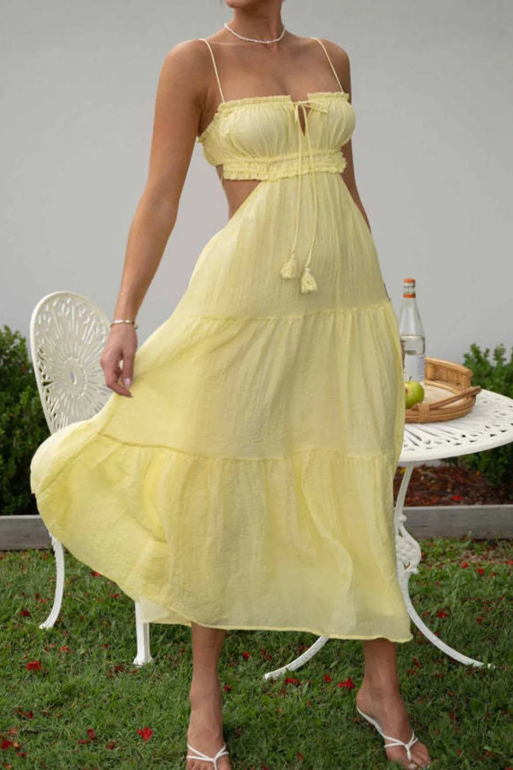 Cutout Square Neck Midi Cami Dress - Blushé Belle