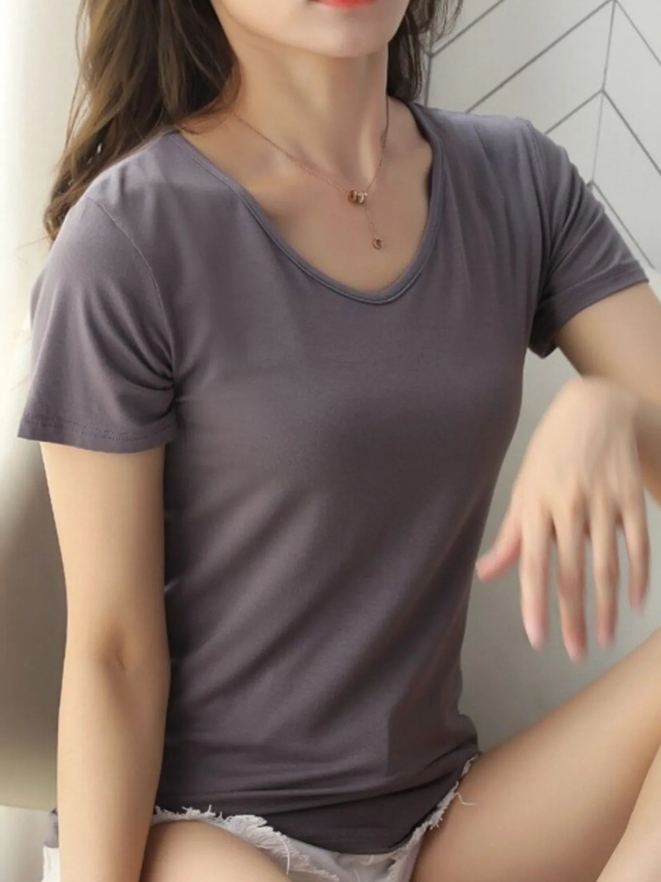 V-Neck Short Sleeve T-Shirt - Blushé Belle