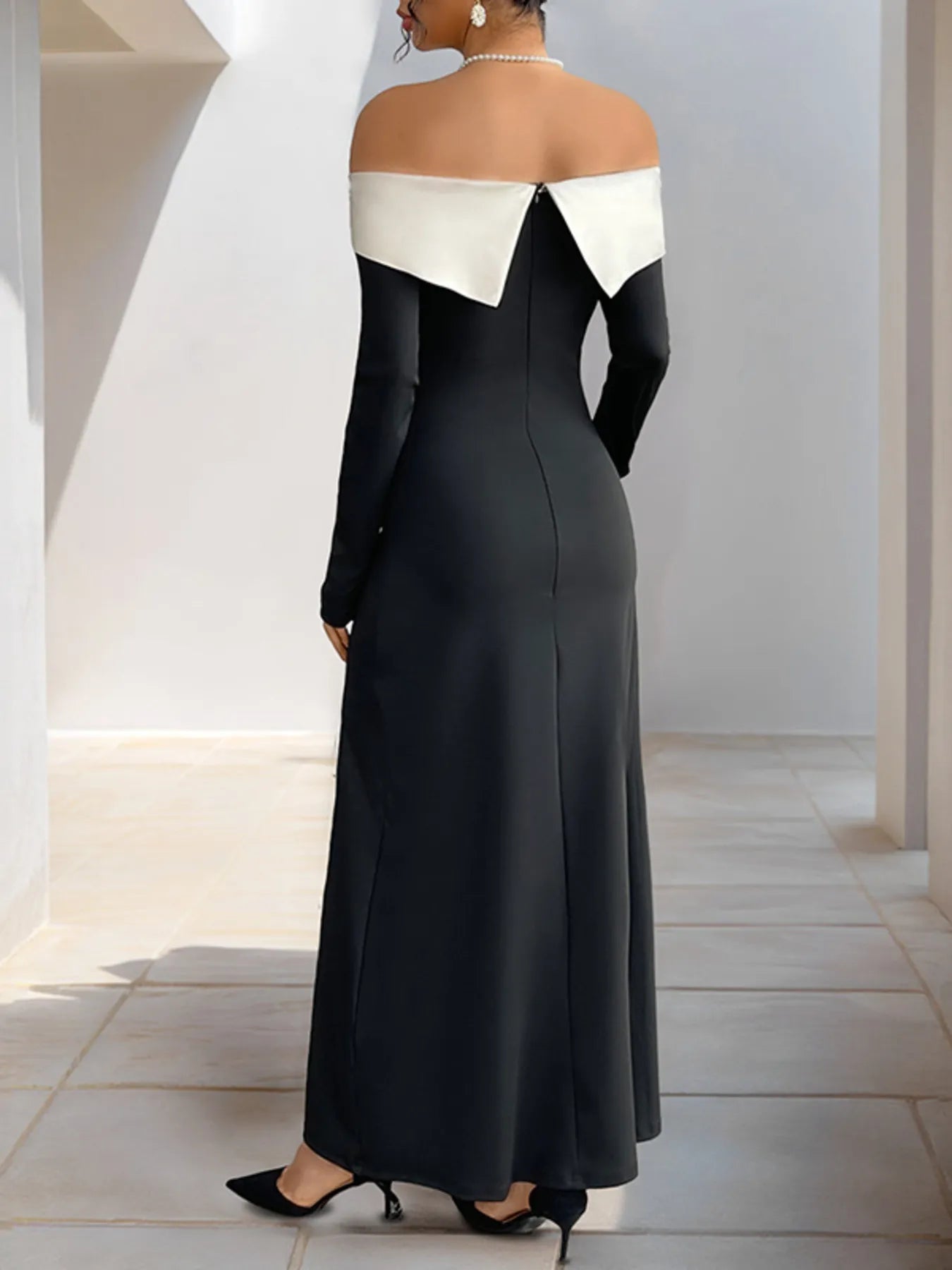 Side Slit Off-Shoulder Maxi Dress - Blushé Belle