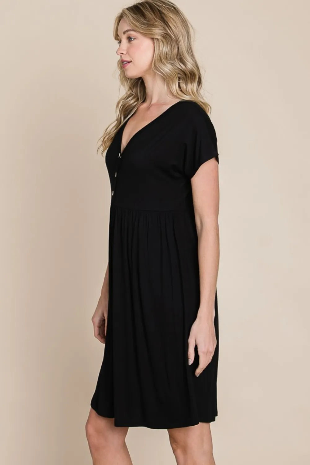 BOMBOM V-Neck Short Sleeve Dress - Blushé Belle