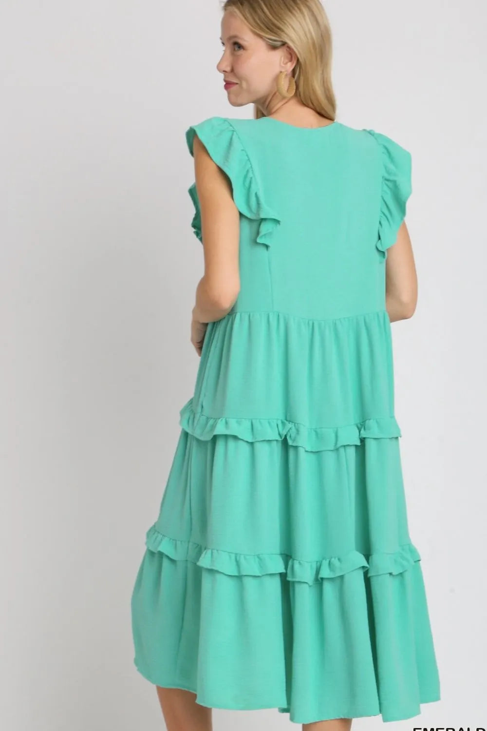 Umgee Full Size Ruffle Tiered Cap Sleeve Midi Dress Plus Size - Blushé Belle