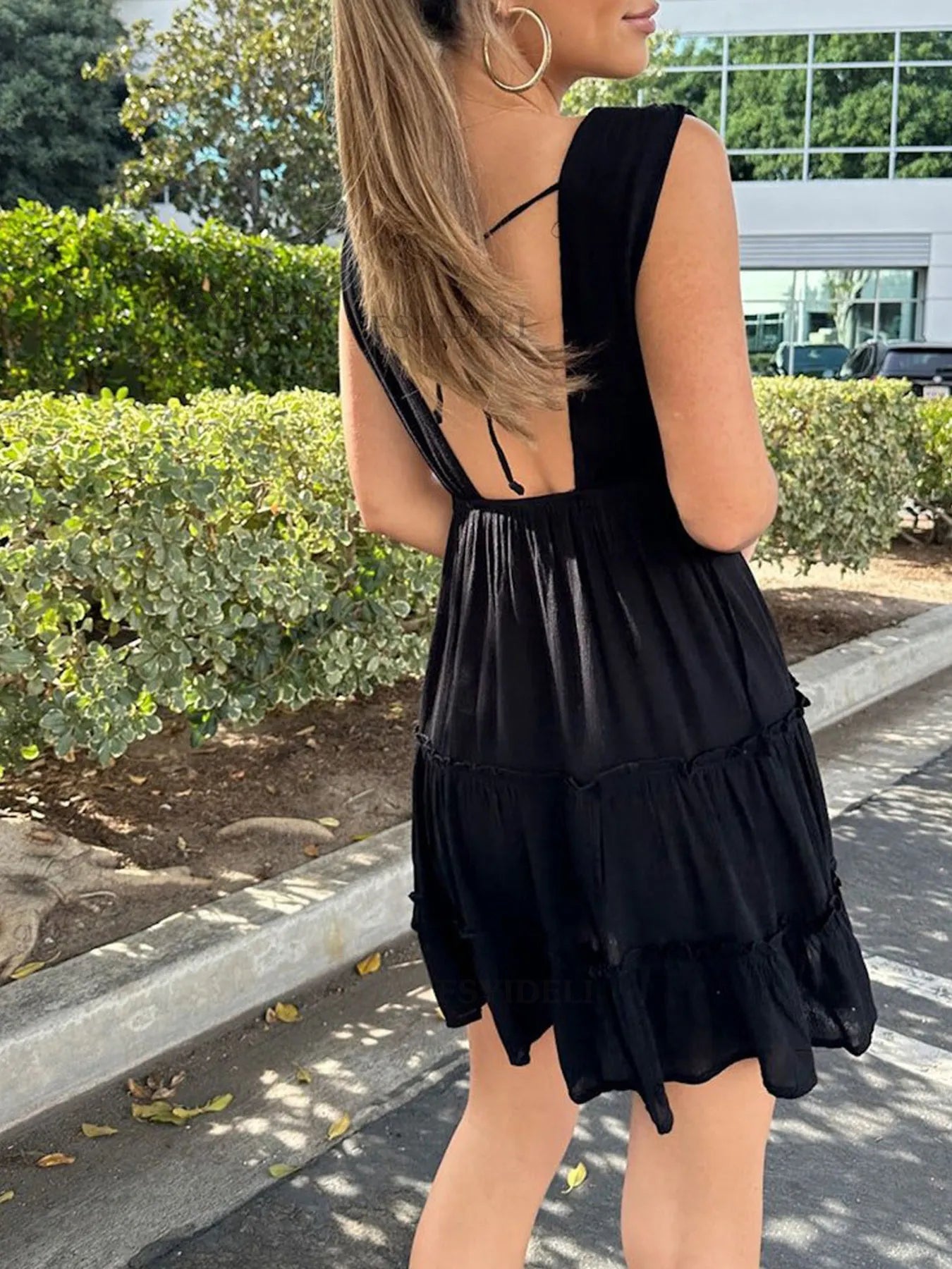 Deep V-Neck Tiered Mini Dress - Blushé Belle