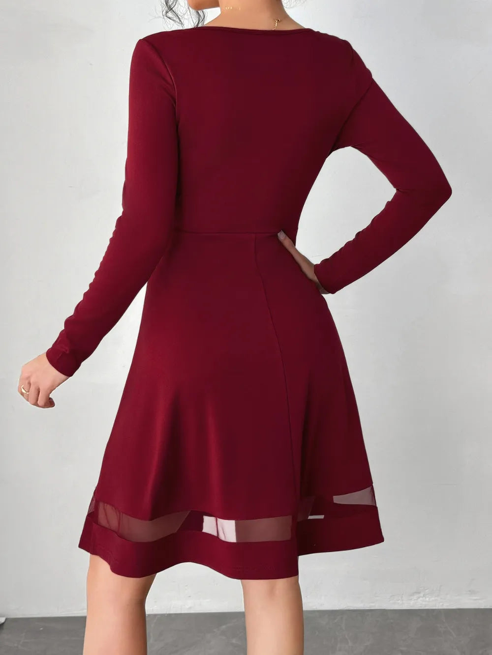 Square Neck Long Sleeve Mini Dress - Blushé Belle