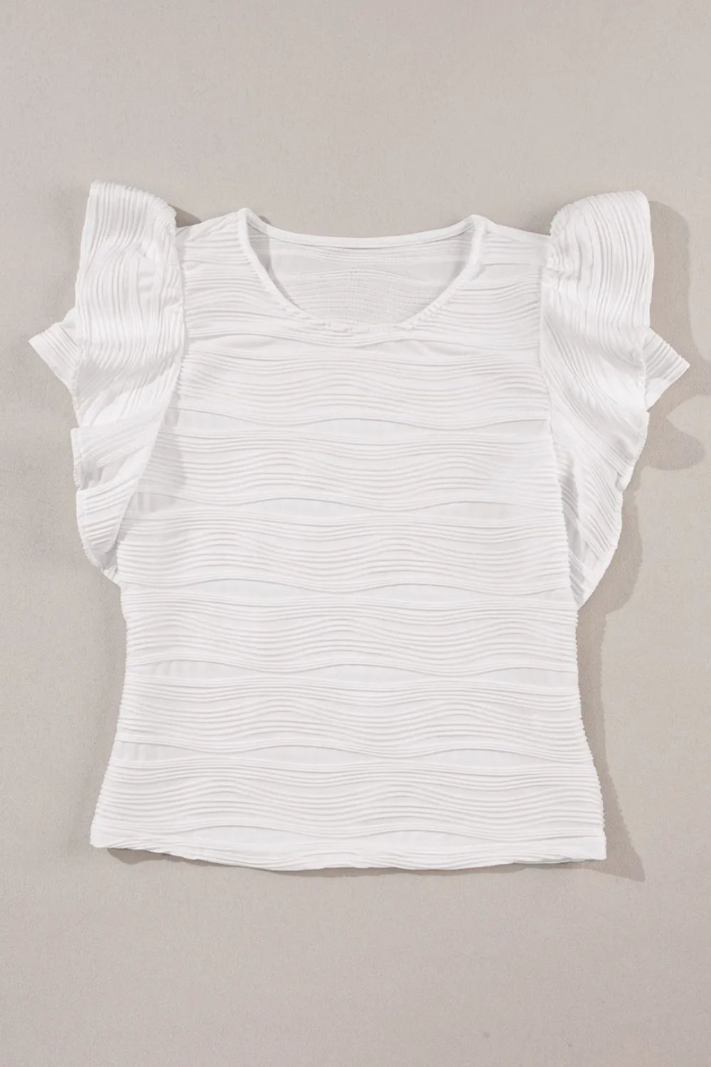 Ruffled Round Neck Textured Top - Blushé Belle