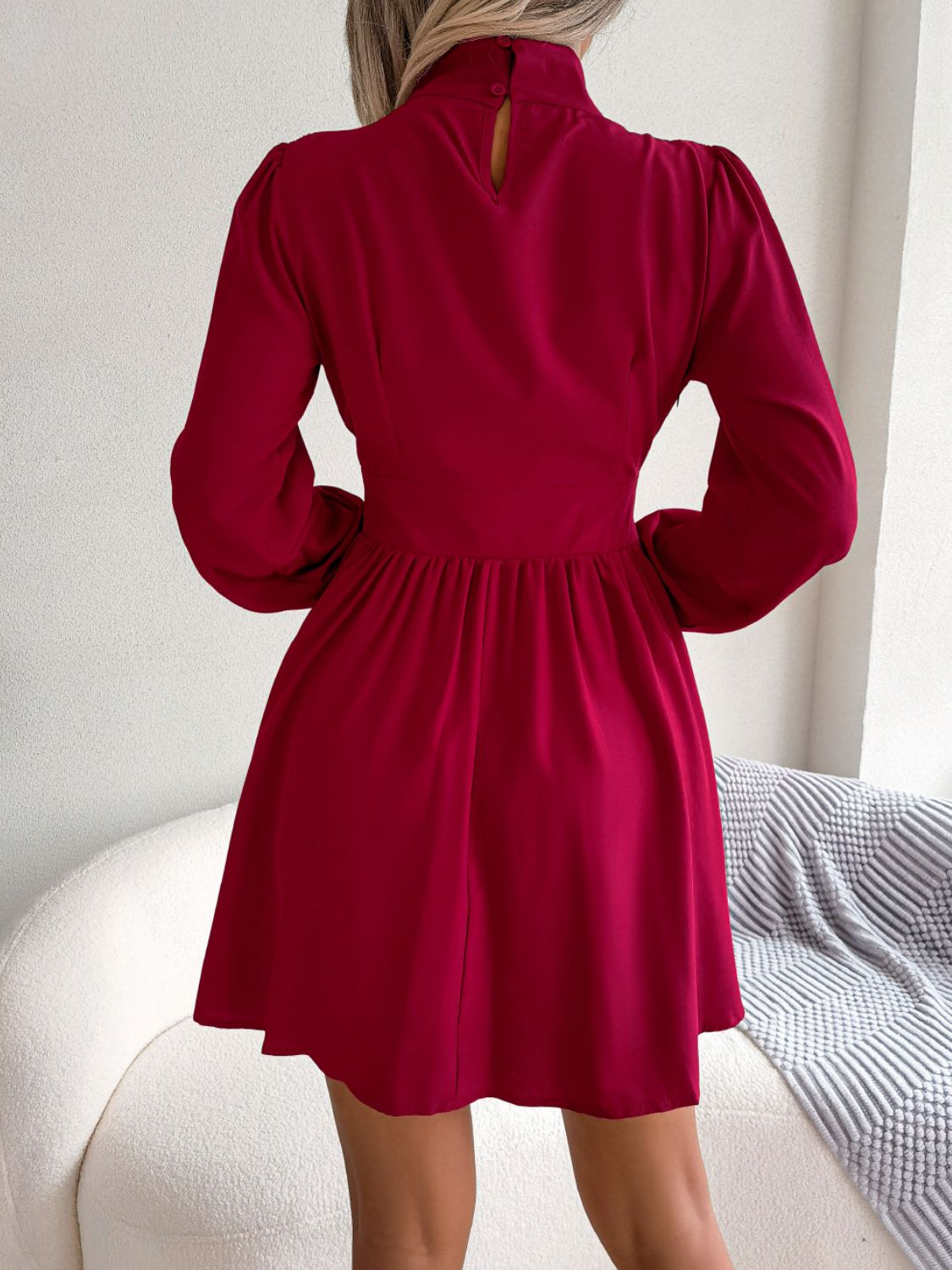 Cutout Turtleneck A-Line Mini Dress - Blushé Belle