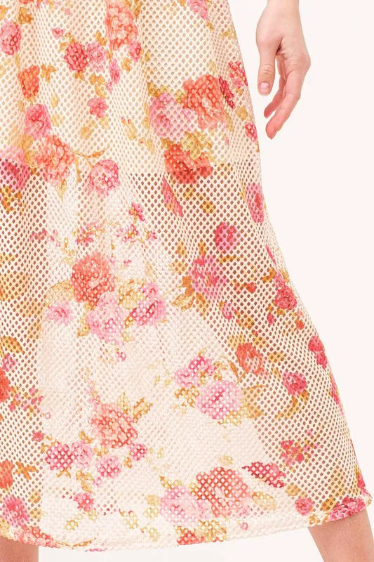 And The Why Fish-Net Floral Printed Midi Dress - Blushé Belle