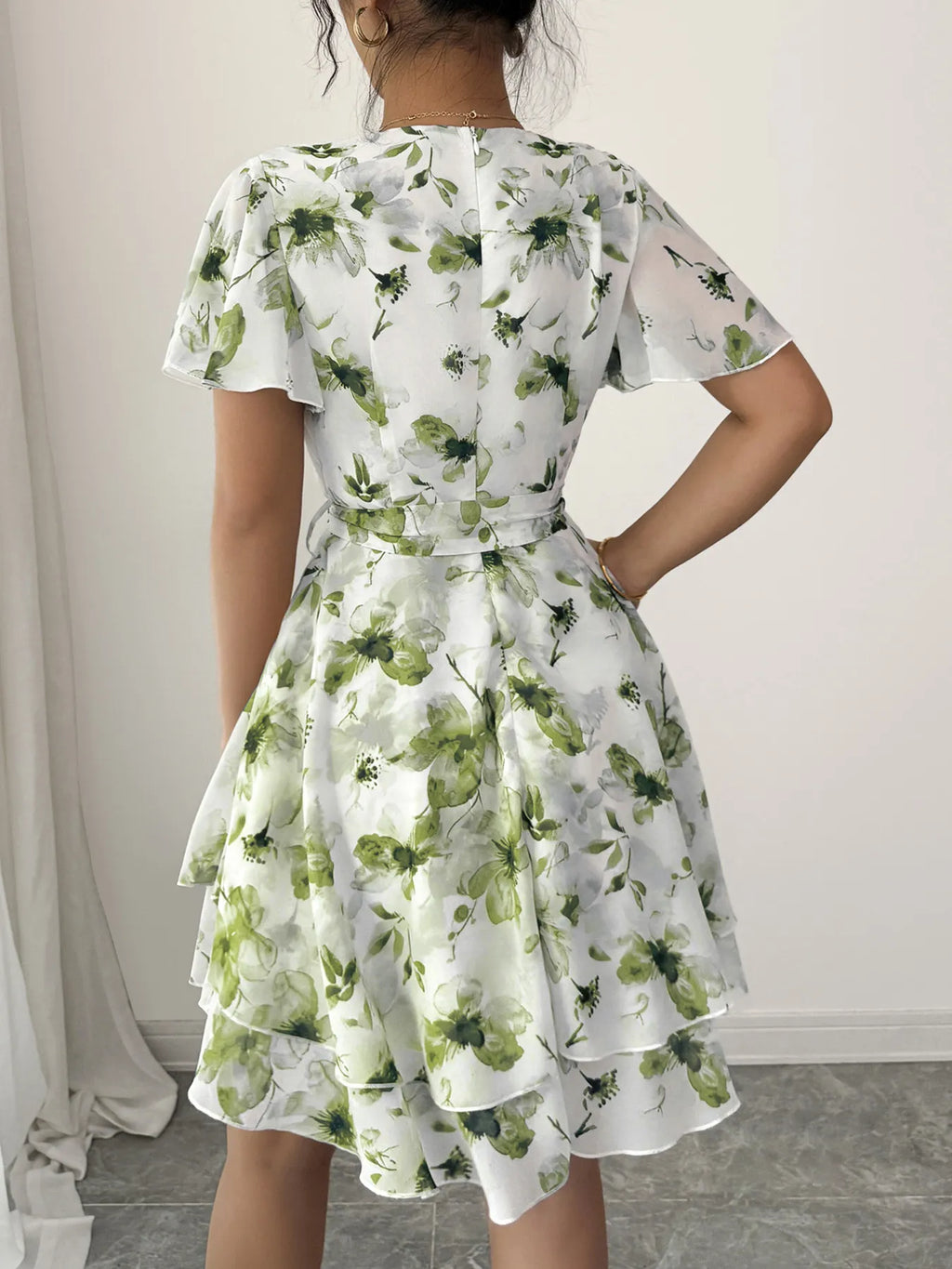 Printed Surplice Layered Mini Dress - Blushé Belle