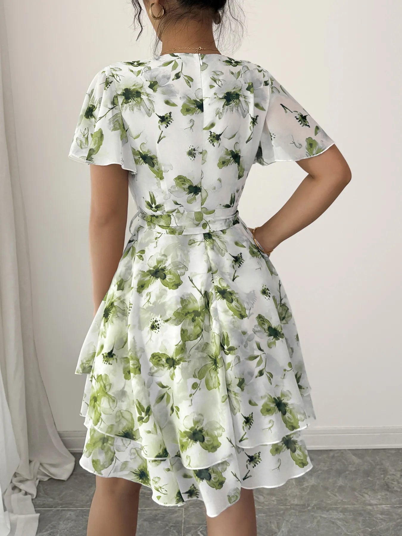 Printed Surplice Layered Mini Dress - Blushé Belle