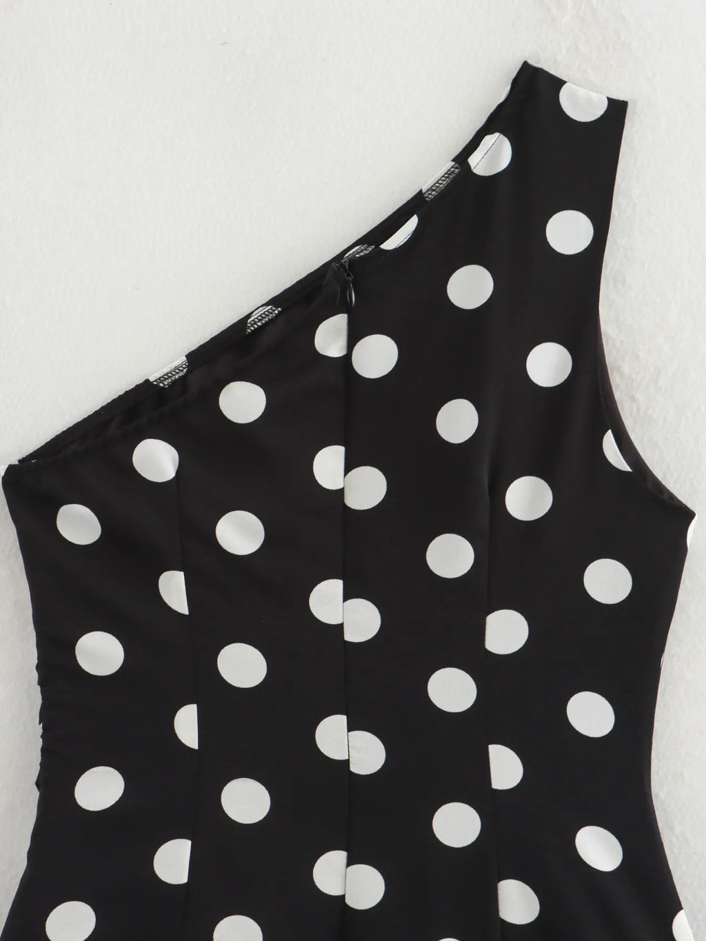 One-Shoulder Polka Dot Mini Dress - Blushé Belle