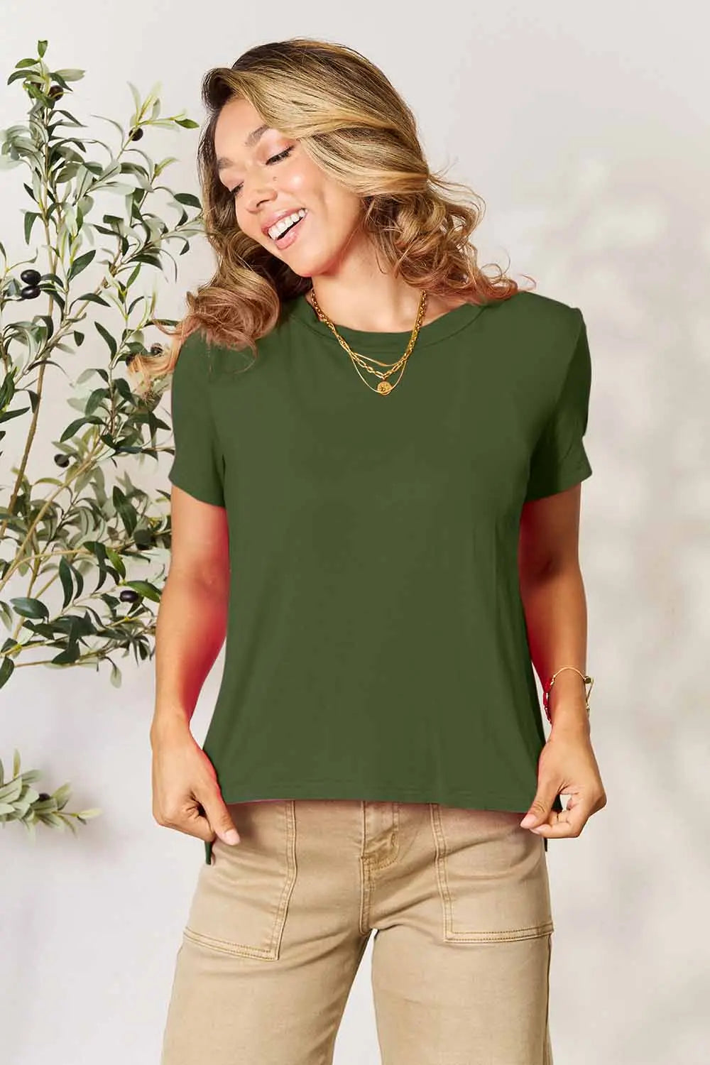 Basic Bae Full Size Round Neck Short Sleeve T-Shirt - Blushé Belle