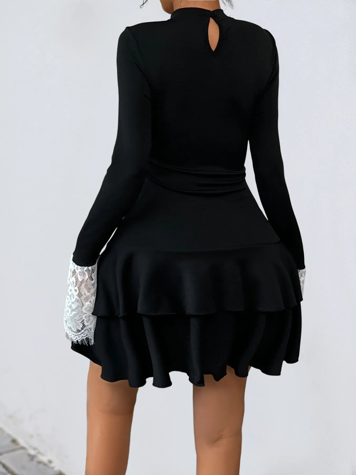 Lace Detail Long Sleeve Mini Dress - Blushé Belle