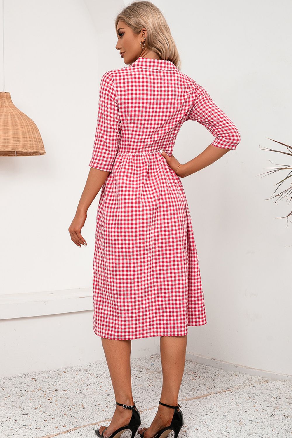 Ivy Lane Plaid Collared Neck Midi Dress - Blushé Belle