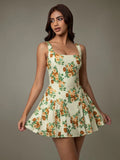 Floral Sleeveless Mini Pleated Dress - Blushé Belle