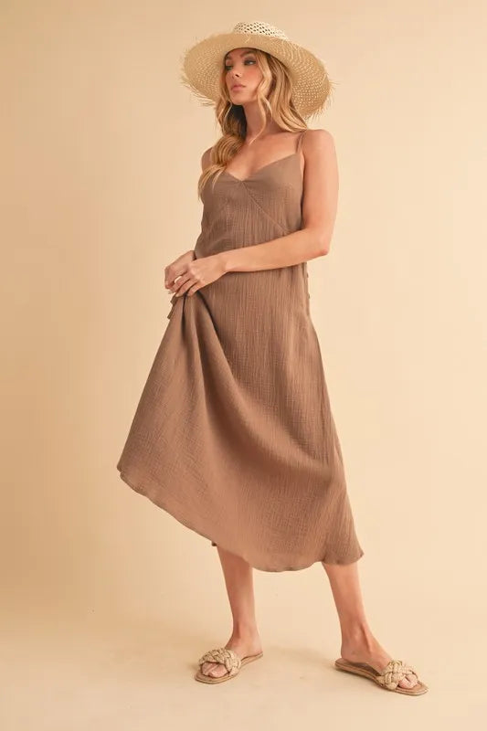 Aemi+Co Side Button Midi Cami Dress - Blushé Belle
