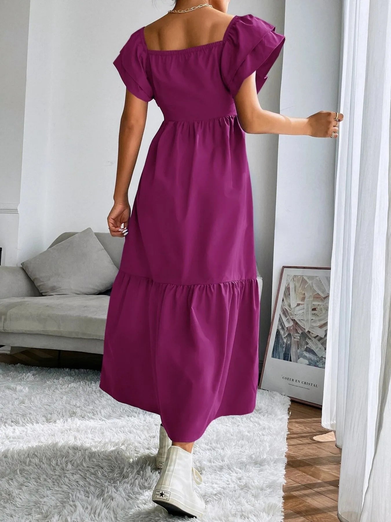 Tiered Square Neck Maxi Dress - Blushé Belle